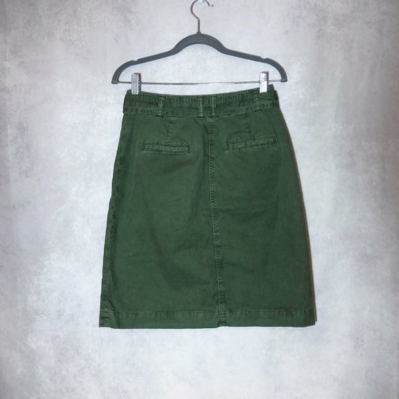 J Crew Chino Skirt GreenTie-Belt Button Front Midi Size 4 - Picture 5 of 10
